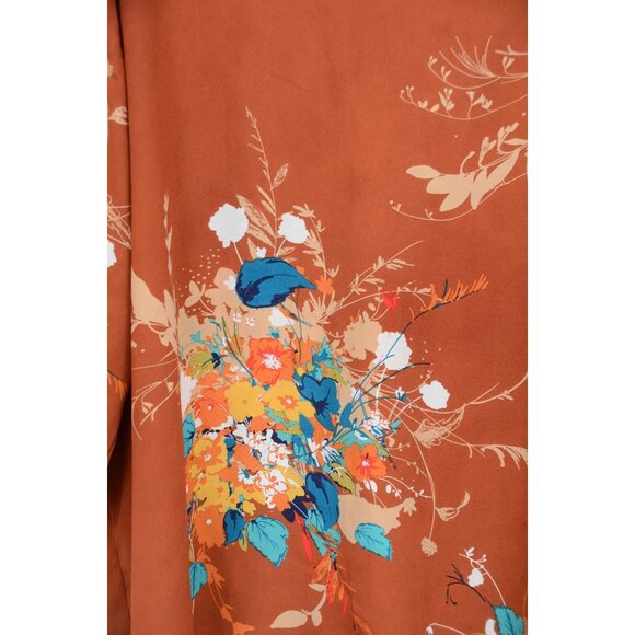 Liberty Love Plus Size 3XL Floral Roll Tab Sleeve V-Neck Forest Fairy Colorful - Picture 3 of 12